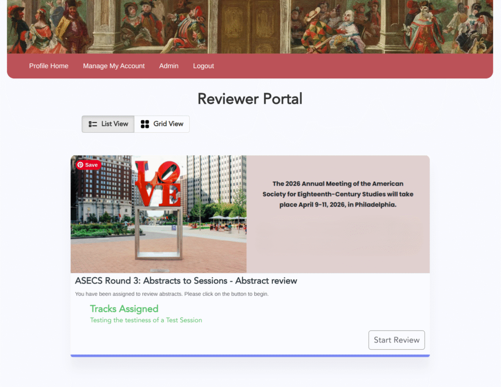 Screenshot of the Reviewer Portal.