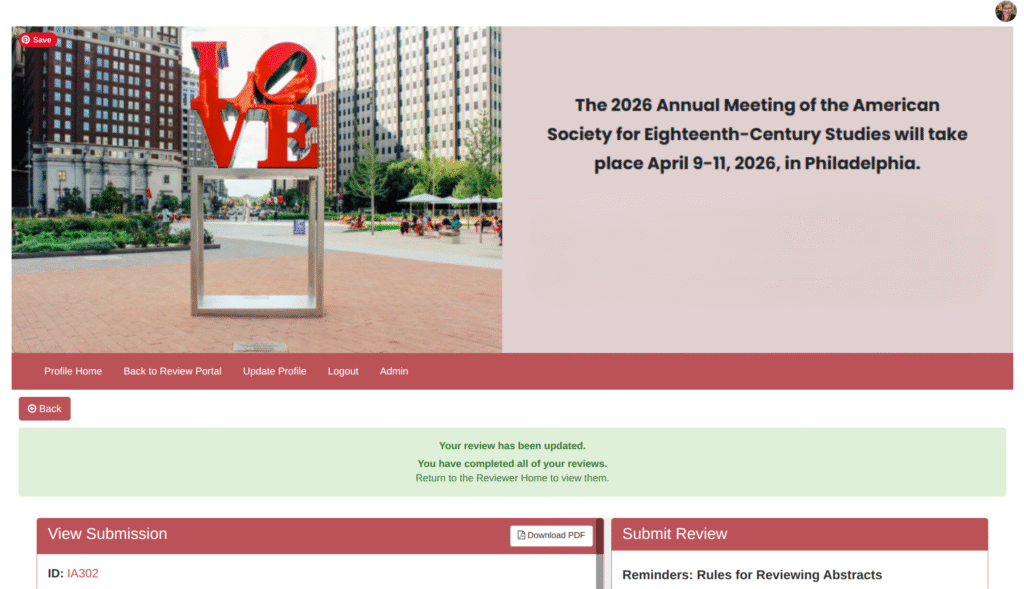 Review submitted screen